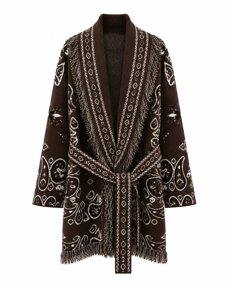 From Paris With Love Paisley frill cardigan, brun
