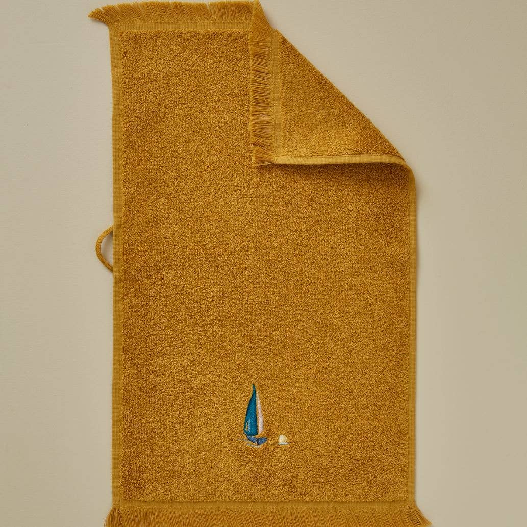 Au Large Miel Embroidered Guest Towel: 30x50 cm