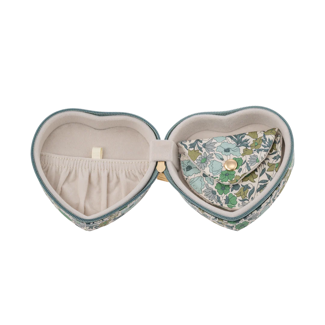 BON DEP JEWELRY BOX HEART MW LIBERTY POPPY AND DAISY TEAL