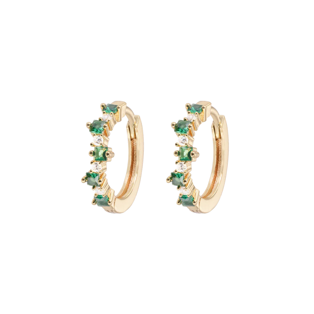 EMILIA medium mixed hoops green