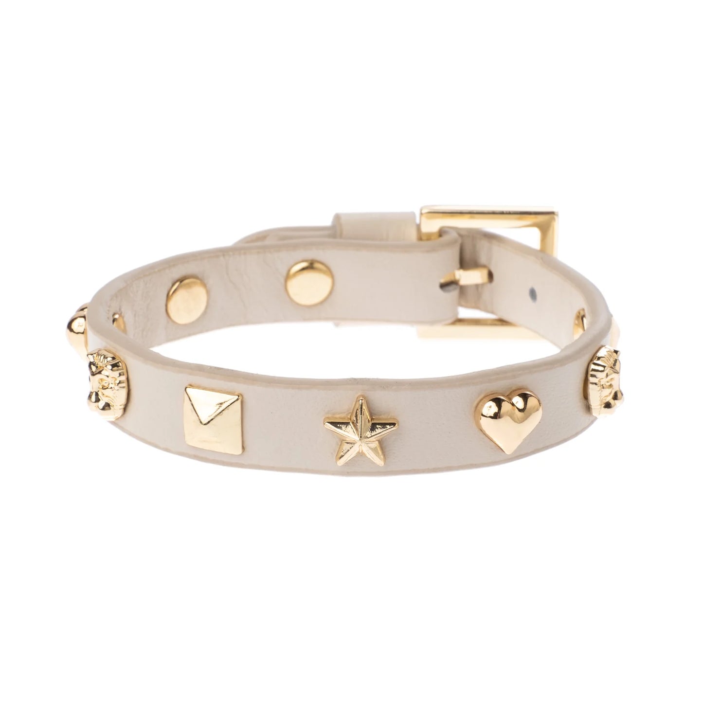 DARK Leather Sign Stud Bracelet, Sand