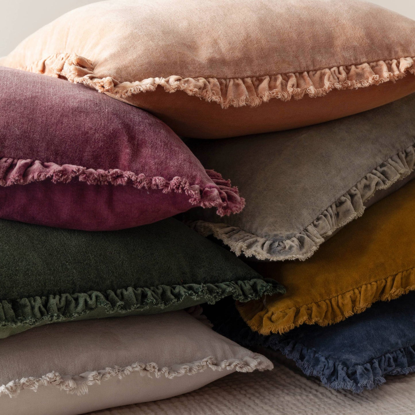 Bertie Washed Cotton Velvet Cushion Ink: Ink / Cover Only / 45 x 45cm