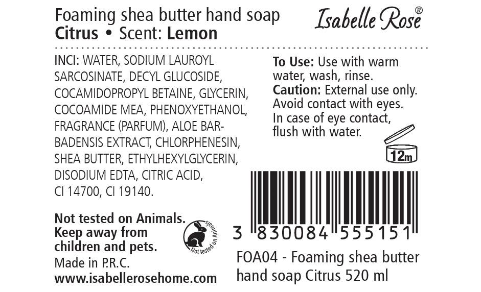 Foaming shea butter soap Citrus 520 ml Isabelle Rose