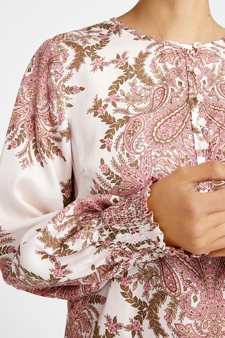 GUSTAV Carmen Bluse, Coral/beige