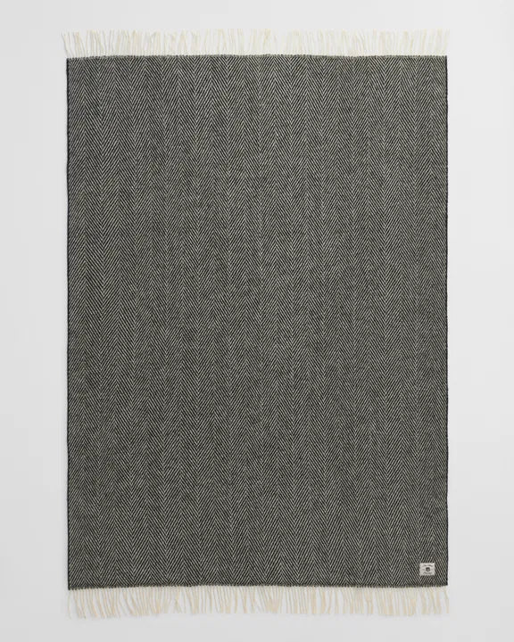 GANT Herringbone Ullpledd, Svart