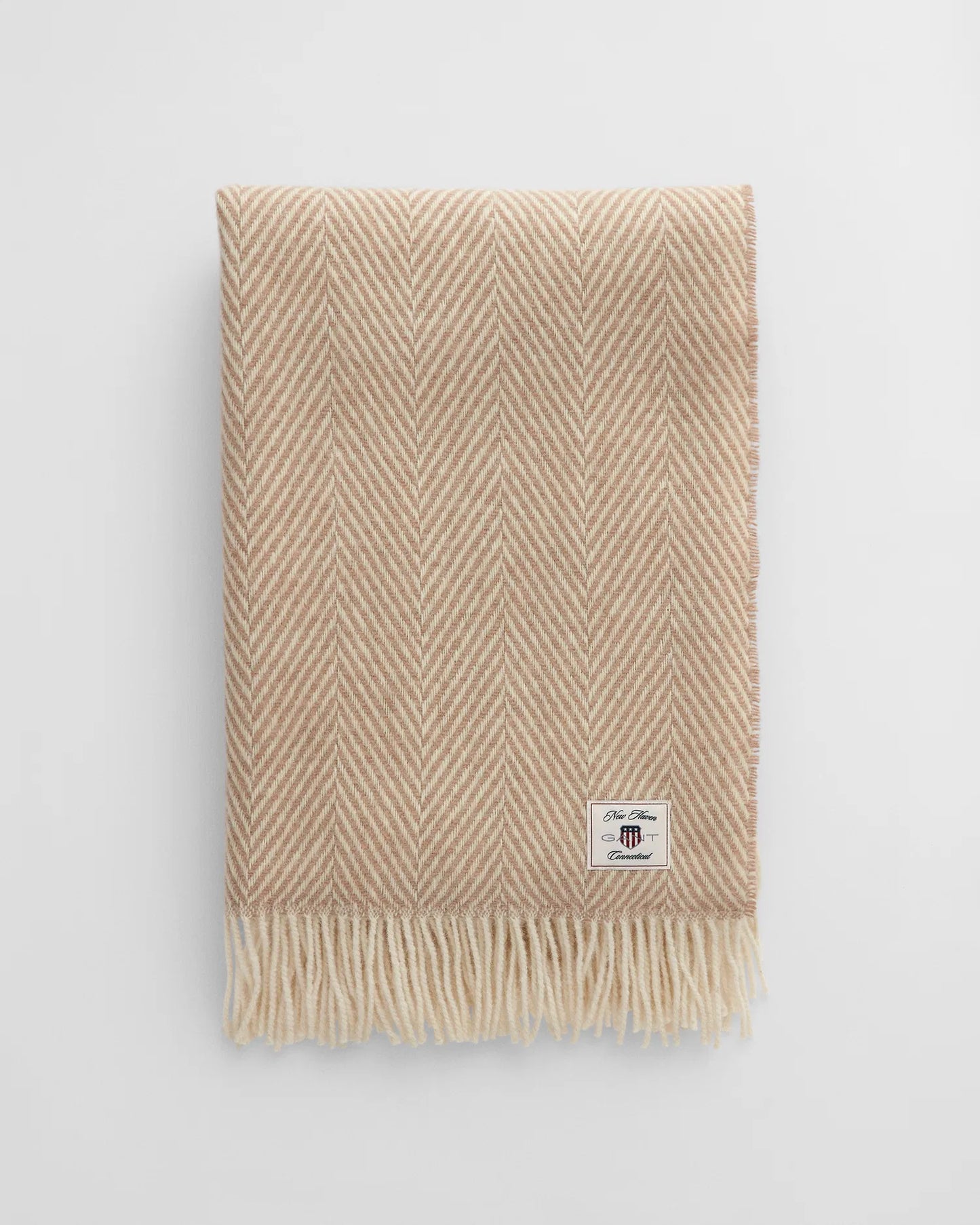 GANT Herringbone Ullpledd, Taupe beige