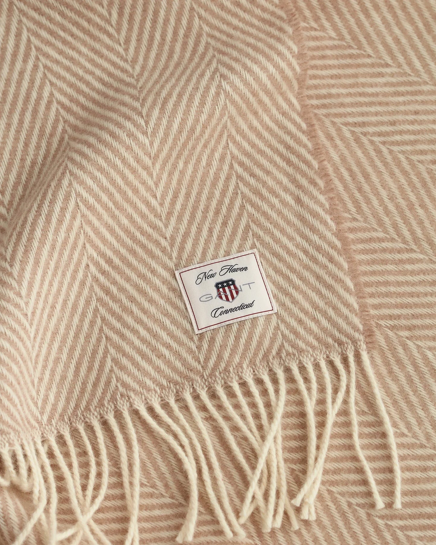 GANT Herringbone Ullpledd, Taupe beige