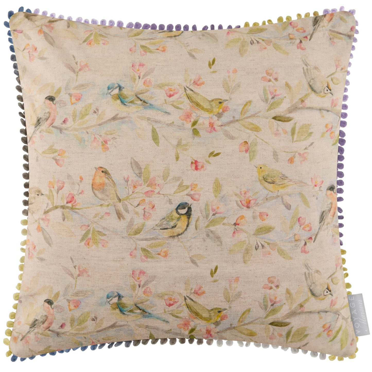 Tweet Printed Cushion Natural: Natural / Feather Filled / 50 x 50cm