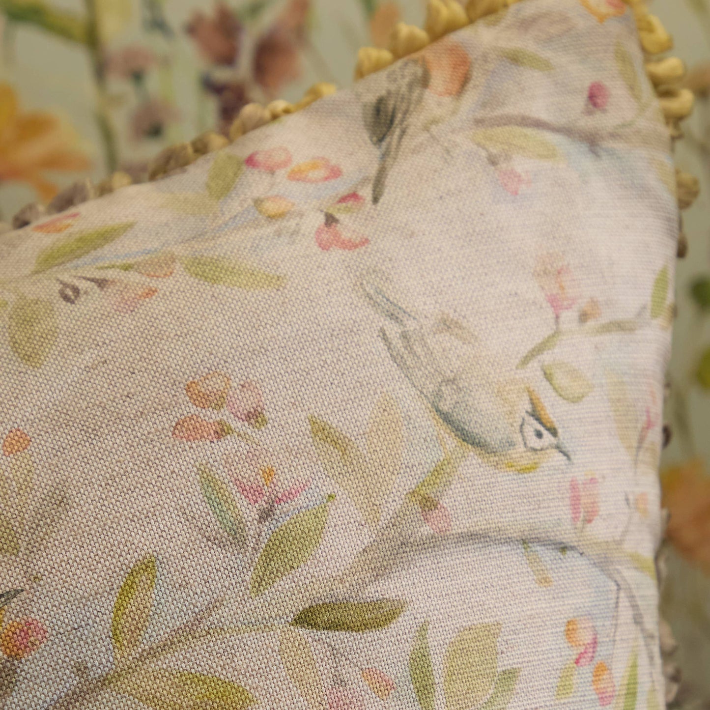 Tweet Printed Cushion Natural: Natural / Feather Filled / 50 x 50cm