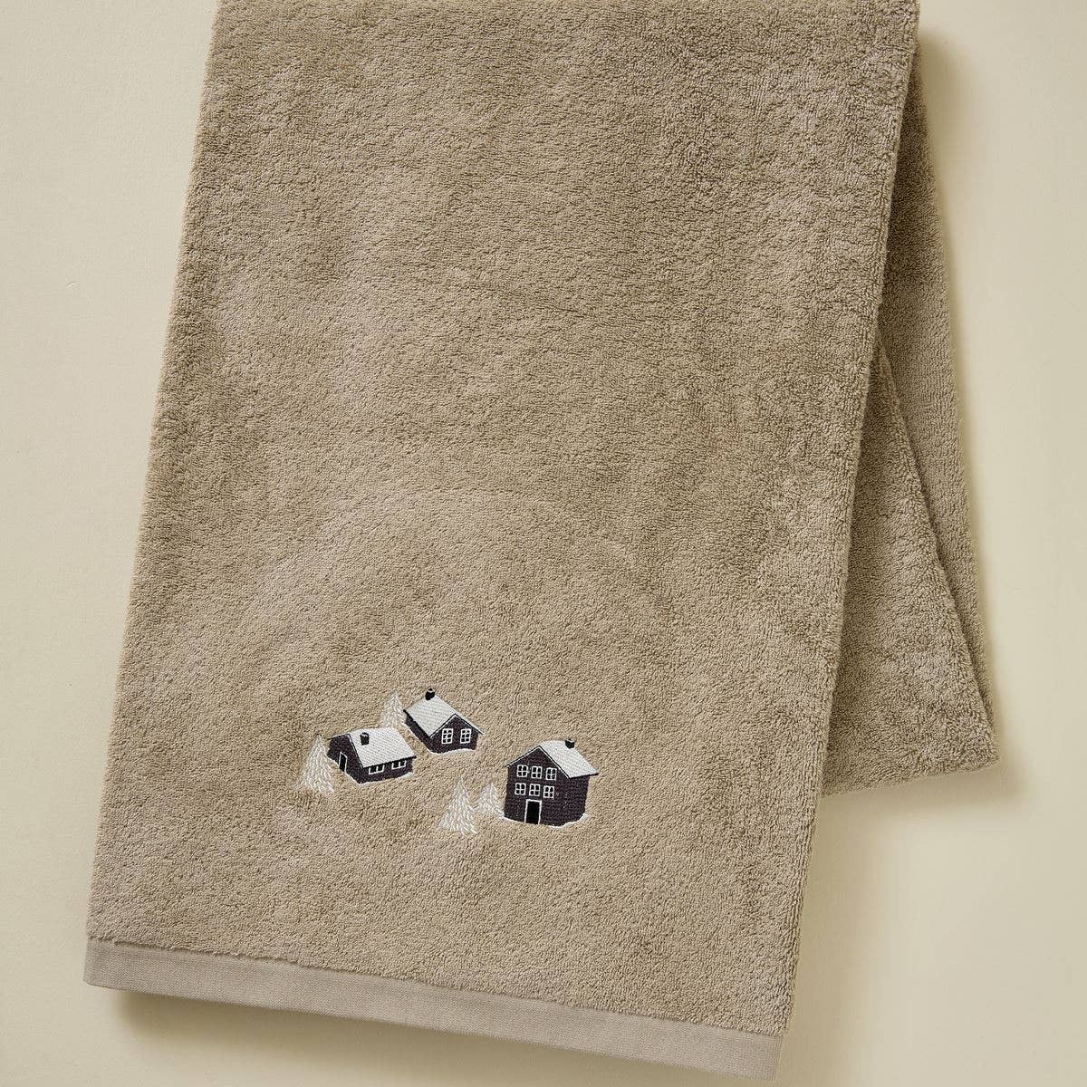 Bath sheet Au coeur de la vallée taupe: 100x150 cm