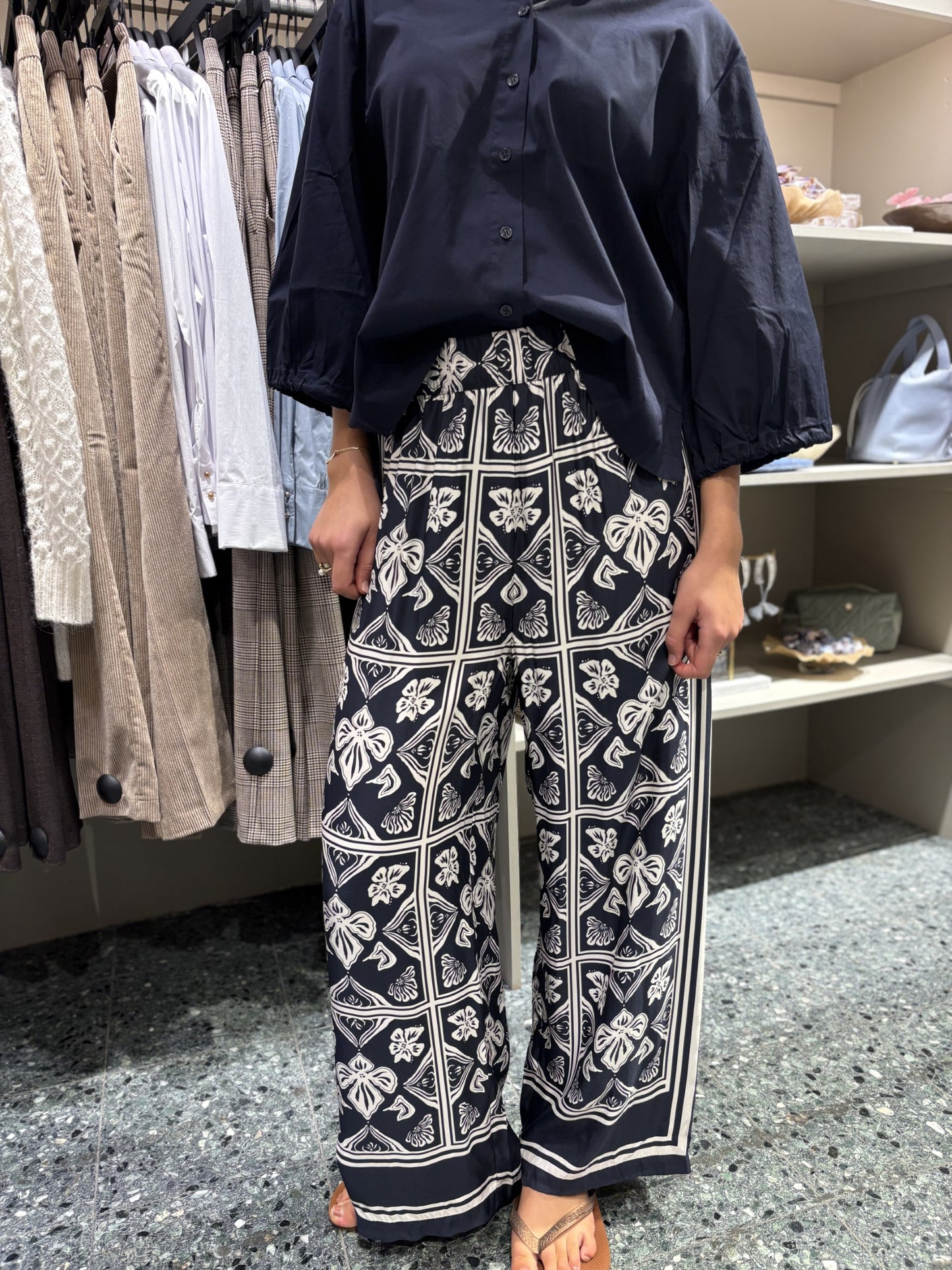 Mos Mosh Measa Linocut Pant, Salute Navy, Long