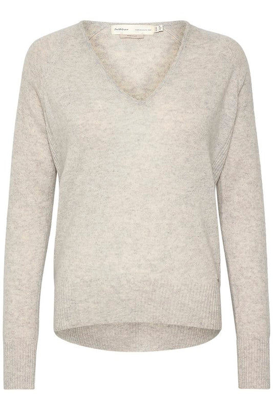 Lukka kasjmir v-neck pullover, grey melange