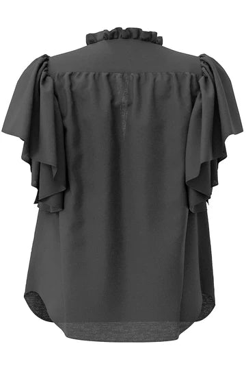 CO`COUTURE Hera SS Frill Topp, Sort