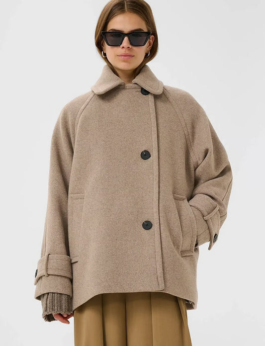 InWear Ullkåpe Thora Minona Coat R, sandy grey melange