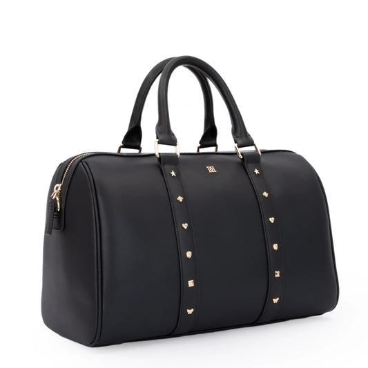 DARK Leather Bowler Bag Large w/Sign Stud