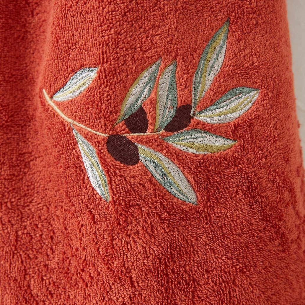 L’Oliveraie Embroidered Bath Towel – Terracotta: 100x150 cm