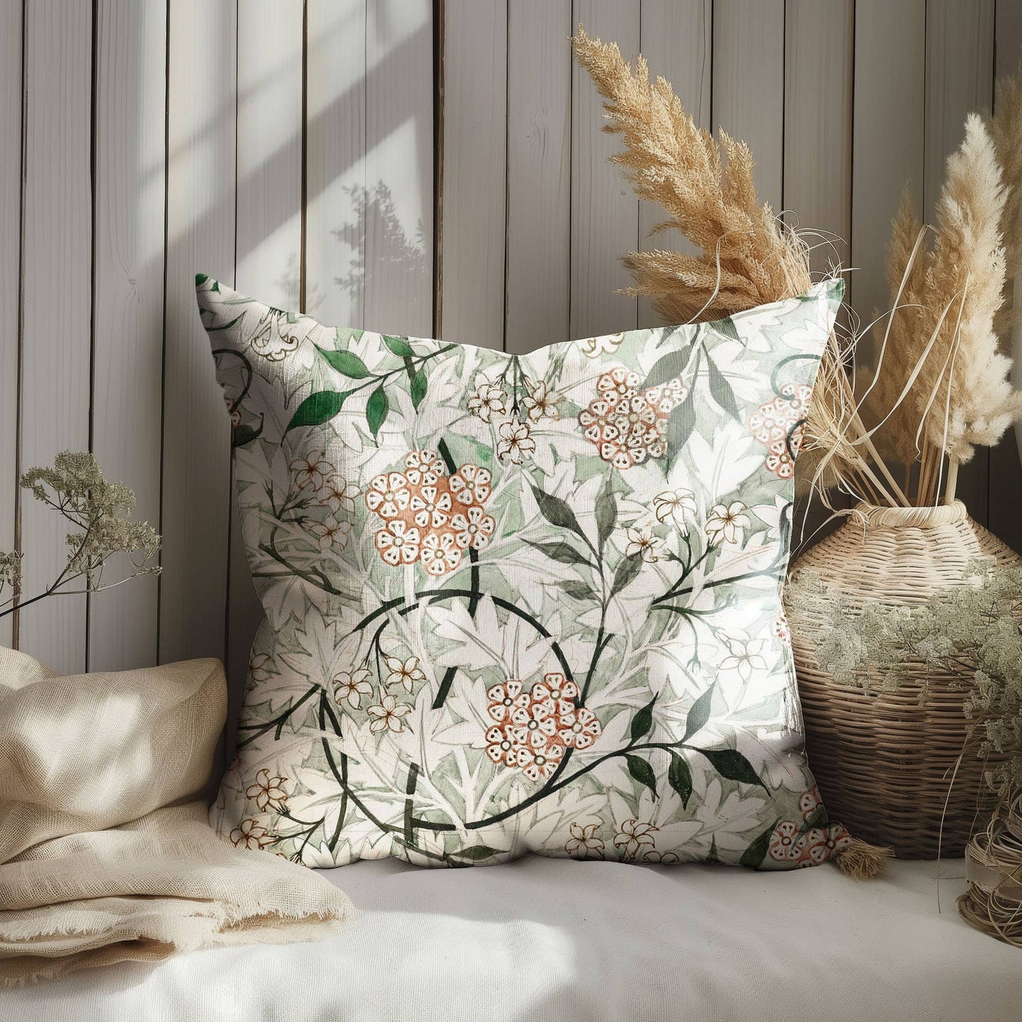 William Morris Jasmine putetrekk i lin, 50x50cm