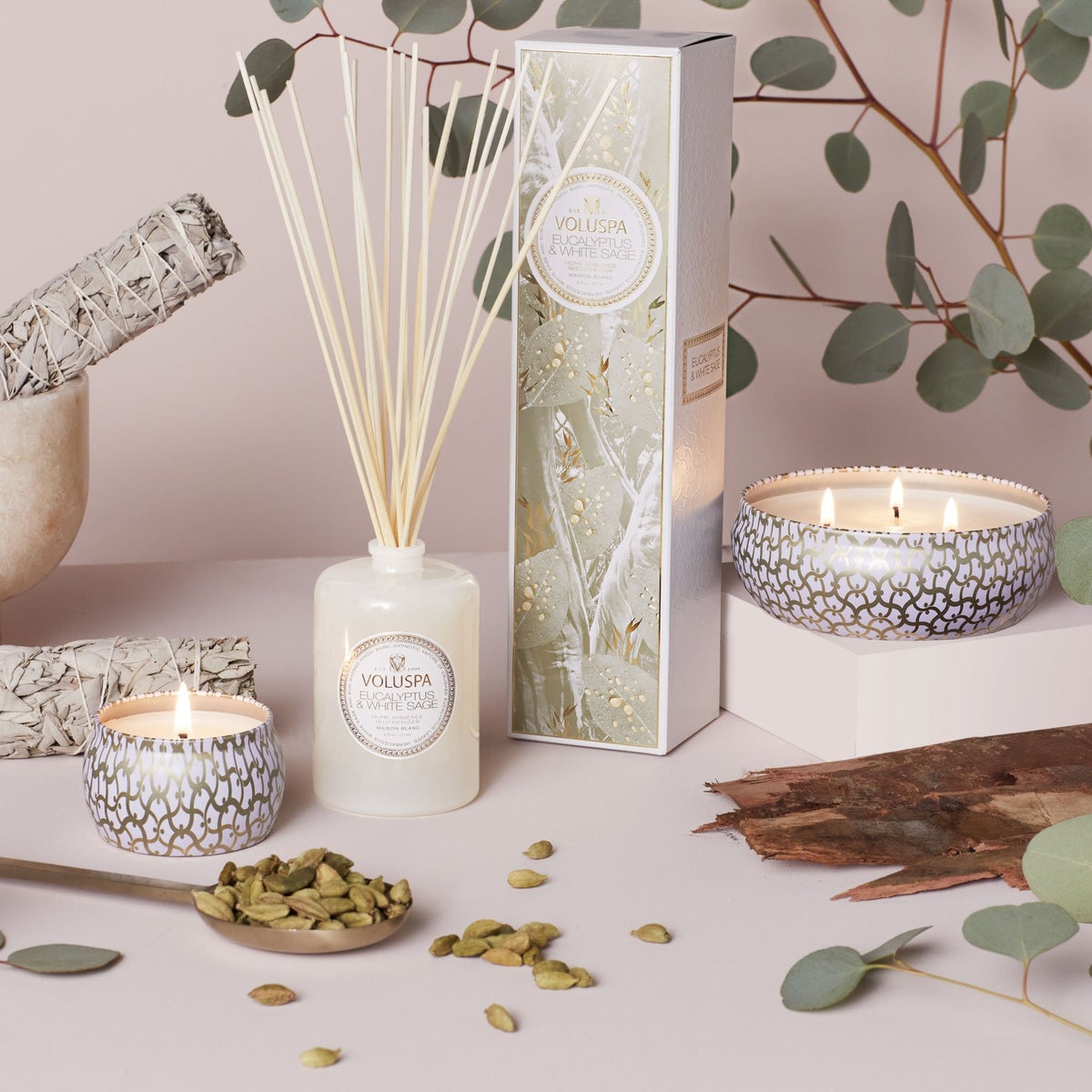 Mini Tin Candle, Eucalyptus & White Sage