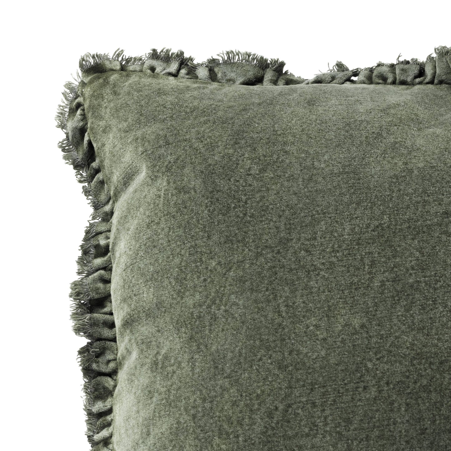 Bertie Washed Cotton Velvet Cushion Moss: Moss / Polyester Filled / 45 x 45cm