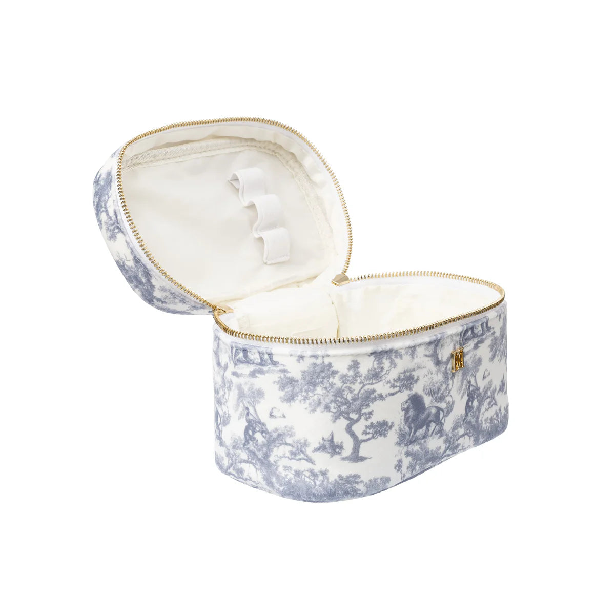 DARK velvet vanity bag large contry blue savannah pattern