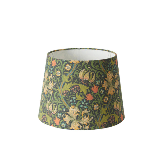 Lampeskjerm Qvist Classic Round, William Morris Golden Lily, svart, 18 cm