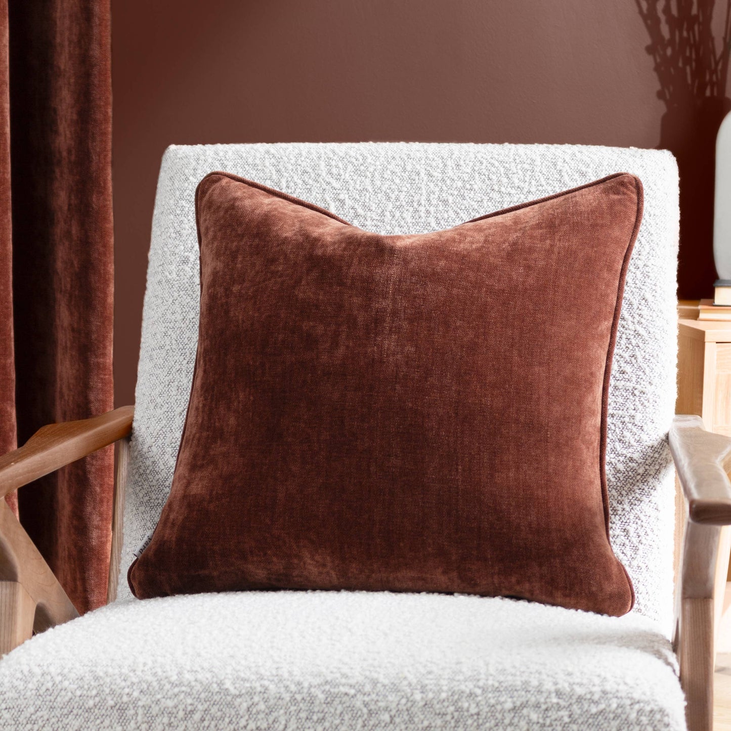 Heavy Chenille Cushion Nutmeg: Nutmeg / Polyester Filled / 50 x 50cm