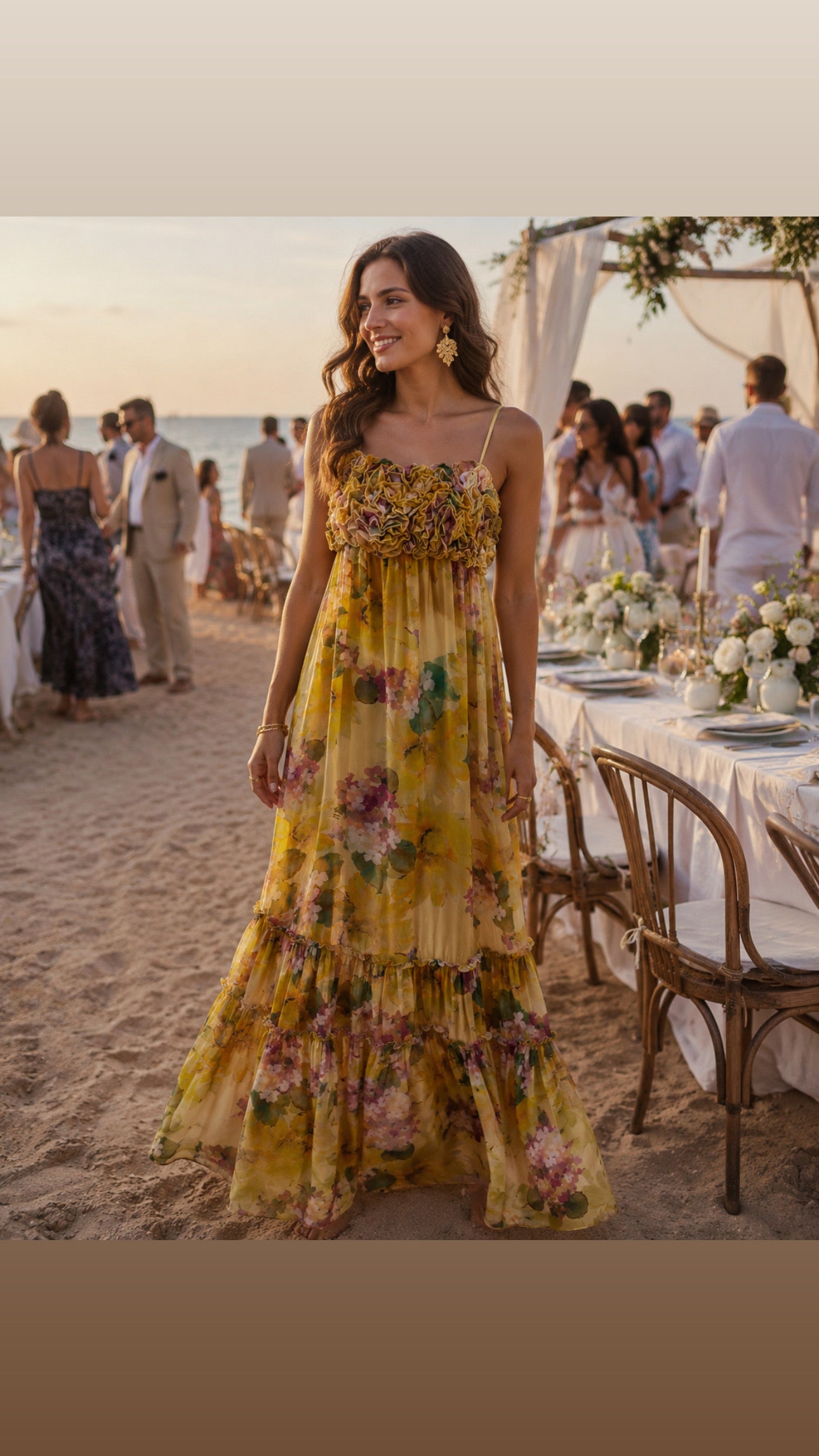 BY TIMO Organza Strap Sunflower Dress