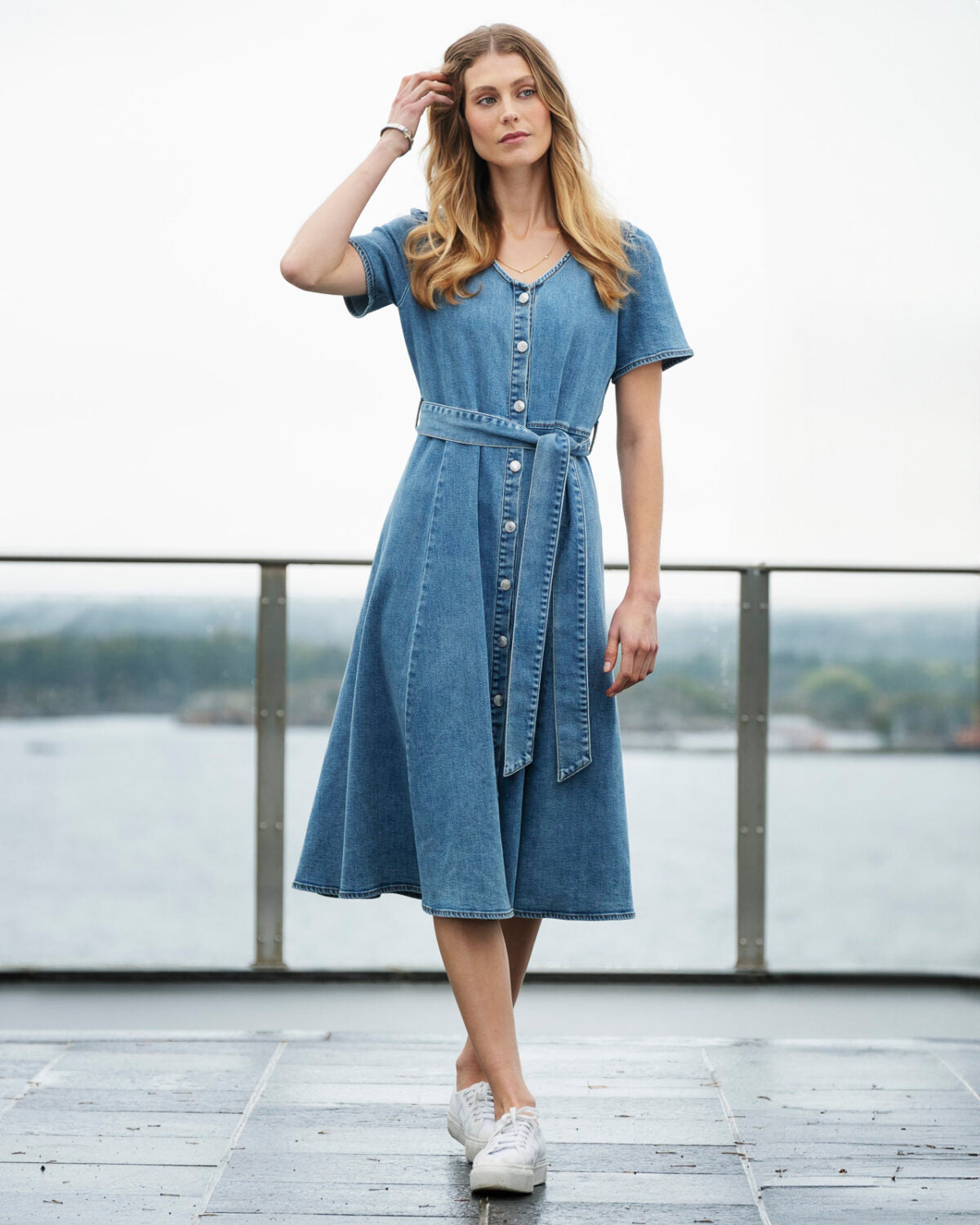 ANE MONE Firenze Dress - Lht Blue Denim