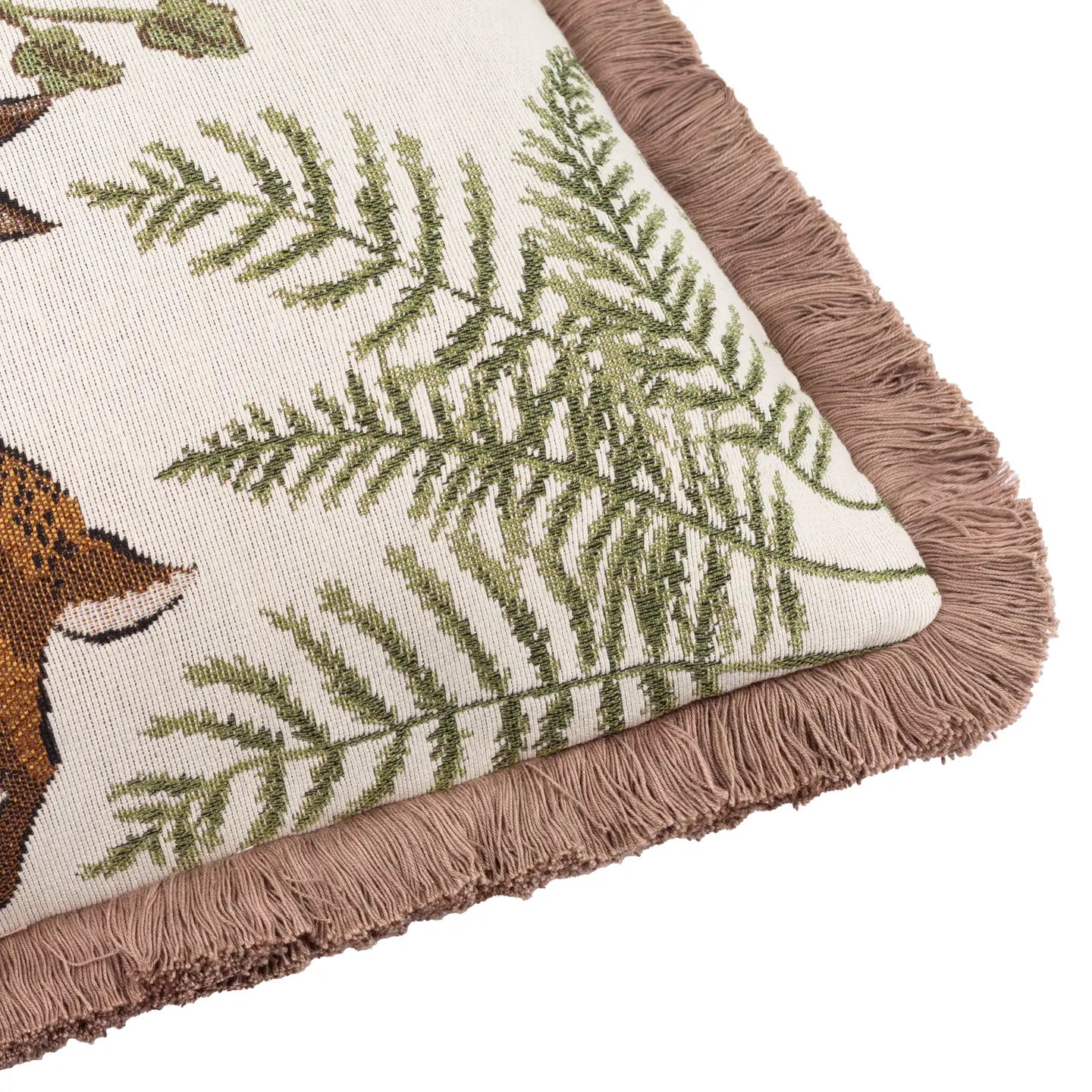 Fable Rabbits brodert pute i 100 % bomull i willow green, 45x45 cm
