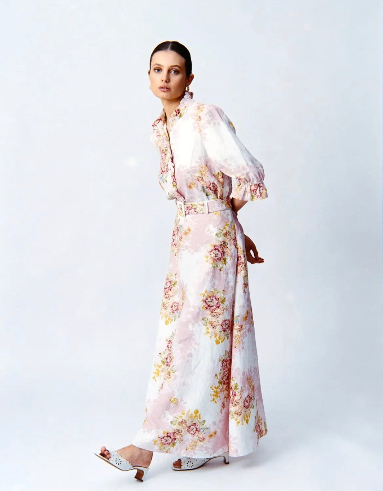 BY TIMO Linen Ruffle Blouse, rose amore