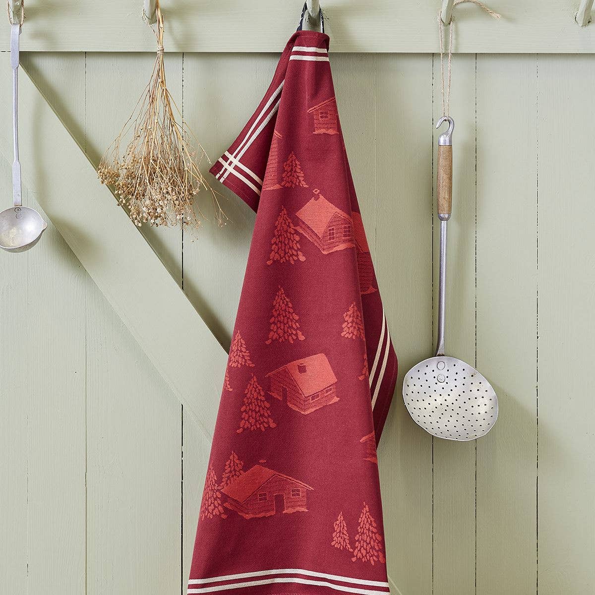 Torchon jacquard Coeur vallée rouge: 50x70 cm