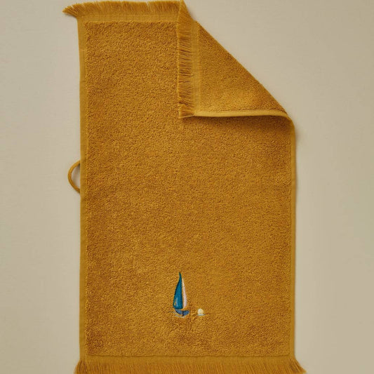 Au Large Miel Embroidered Guest Towel: 30x50 cm
