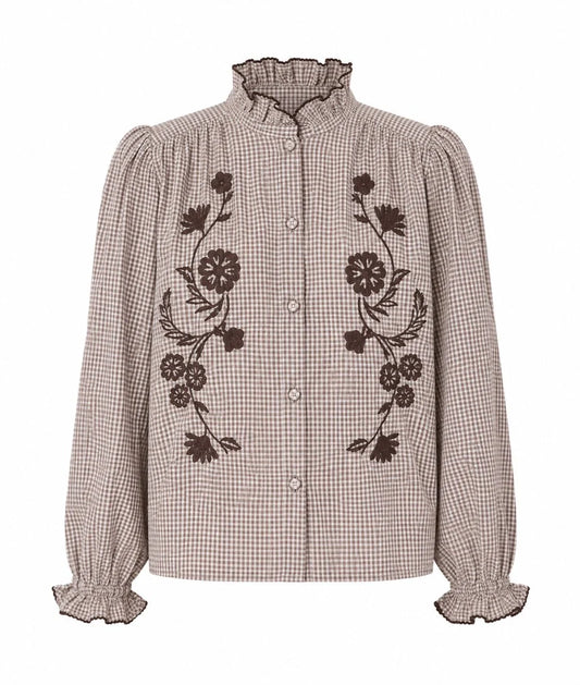 From Paris With Love - Brown Embroidered Shirt - Choco
