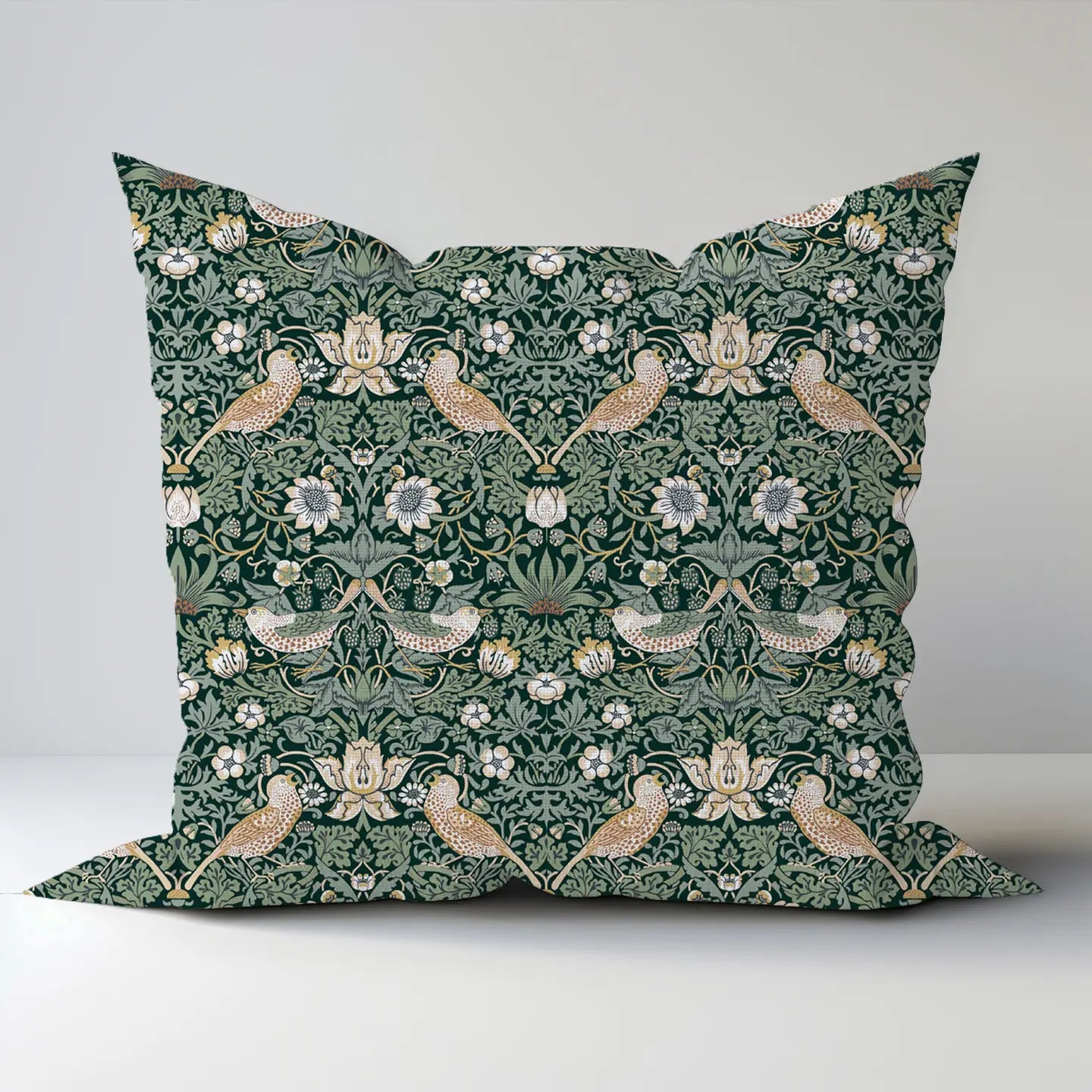William Morris putetrekk i Strawberry Thief-trykk, 50x50