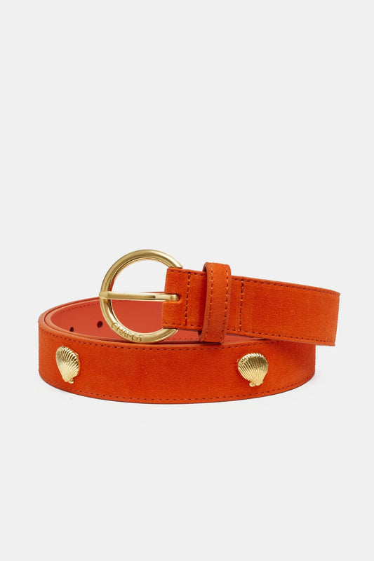 FABIENNE CHAPOT Studded Shell Belt, Tangerine