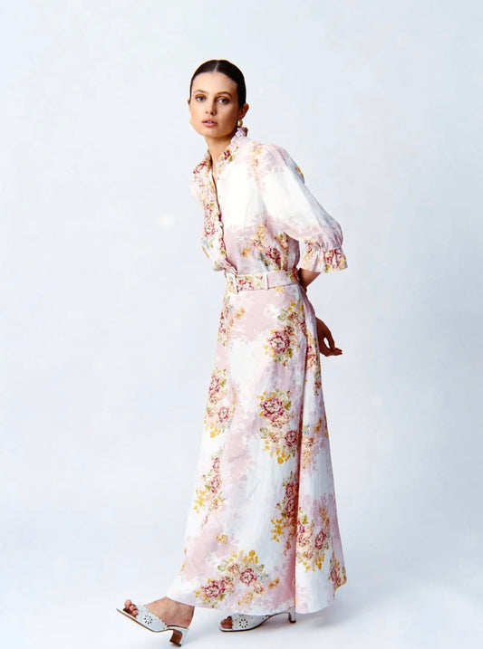 BY TIMO Linen Maxi Skirt Rose Amore