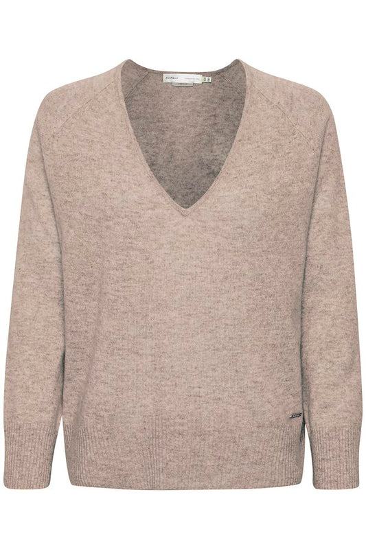 Lukka kasjmir v-neck pullover, beige melange