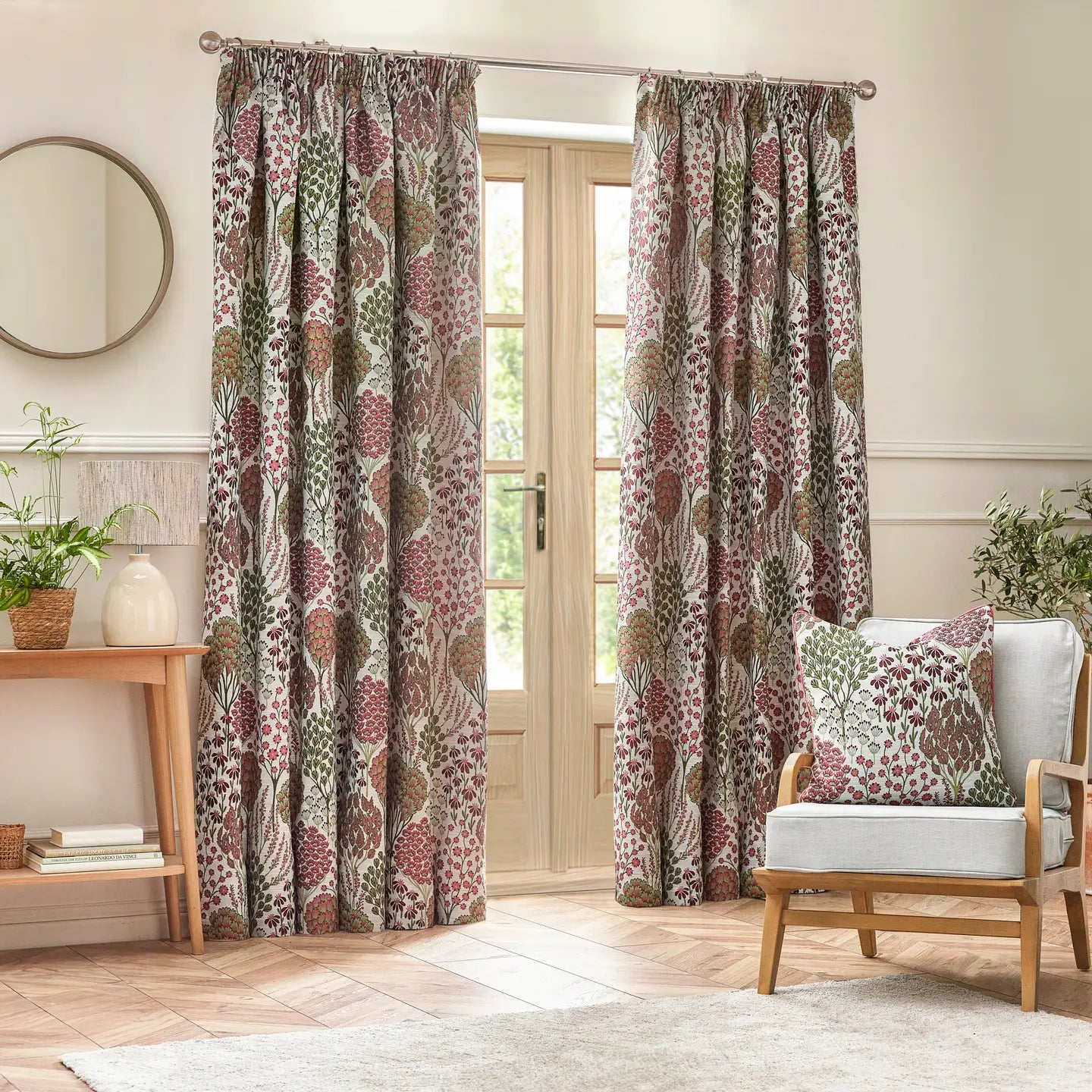 Ophelia Floral Jacquard Cushion Rednut, 50x50