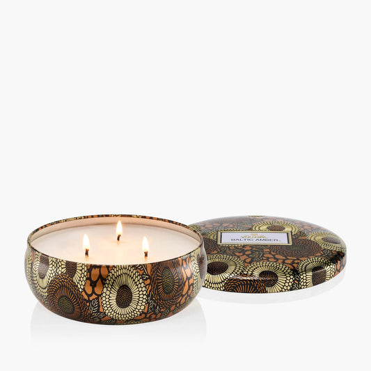 VOLUSPA 3-Wick Tin Candle, Baltic Amber