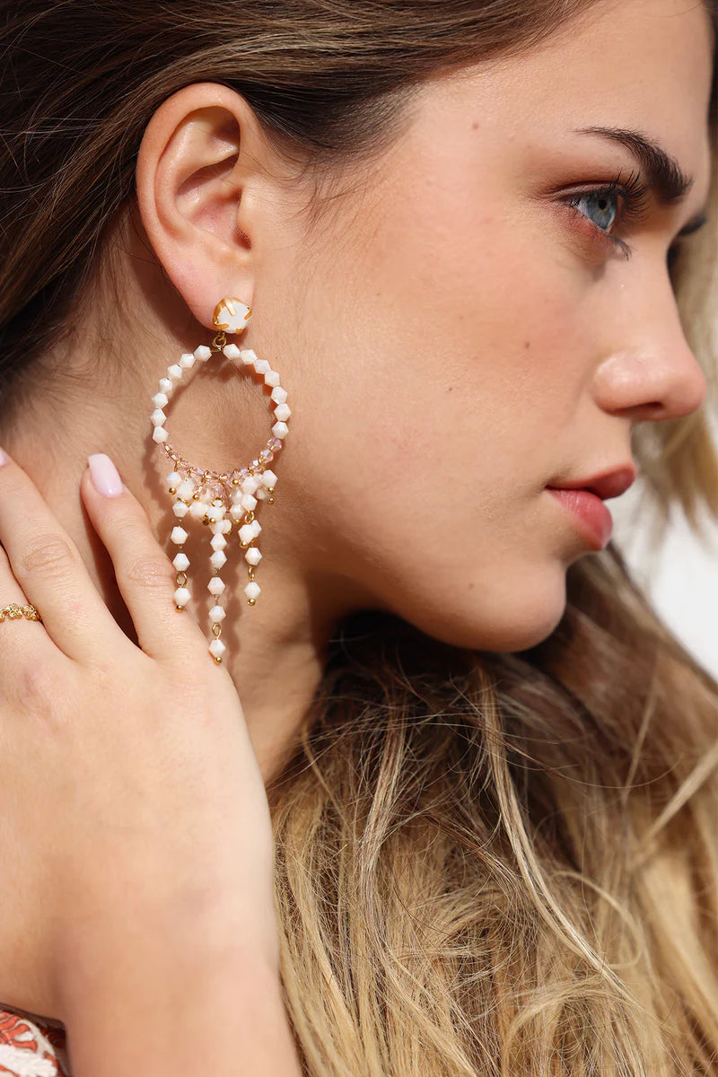 CAMILLA ØHRLING Chandelier Earrings, Peach/pink