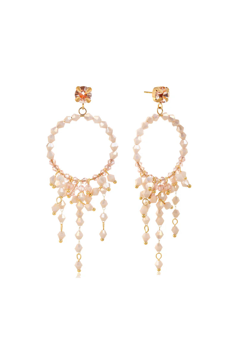 CAMILLA ØHRLING Chandelier Earrings, Peach/pink