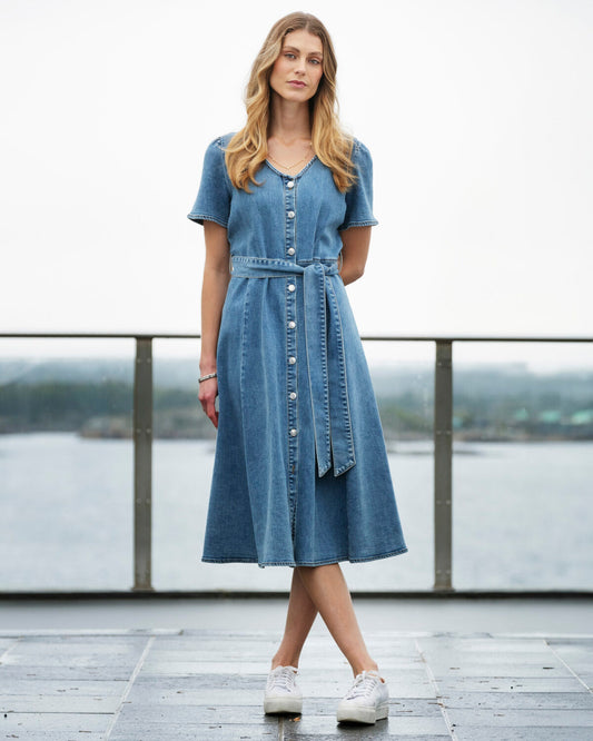 ANE MONE Firenze Dress - Lht Blue Denim