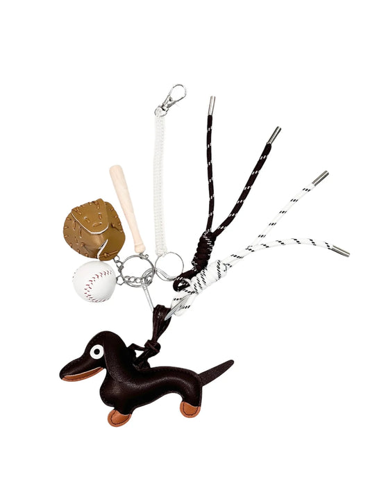 DARK Dachs w/baseball Bag Charm, Chocolate brown