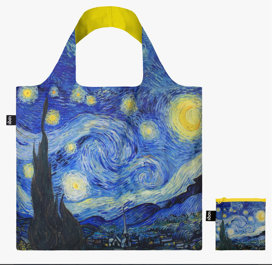 LOQI handlenett VINCENT VAN GOGH Starry Night Neon Yellow