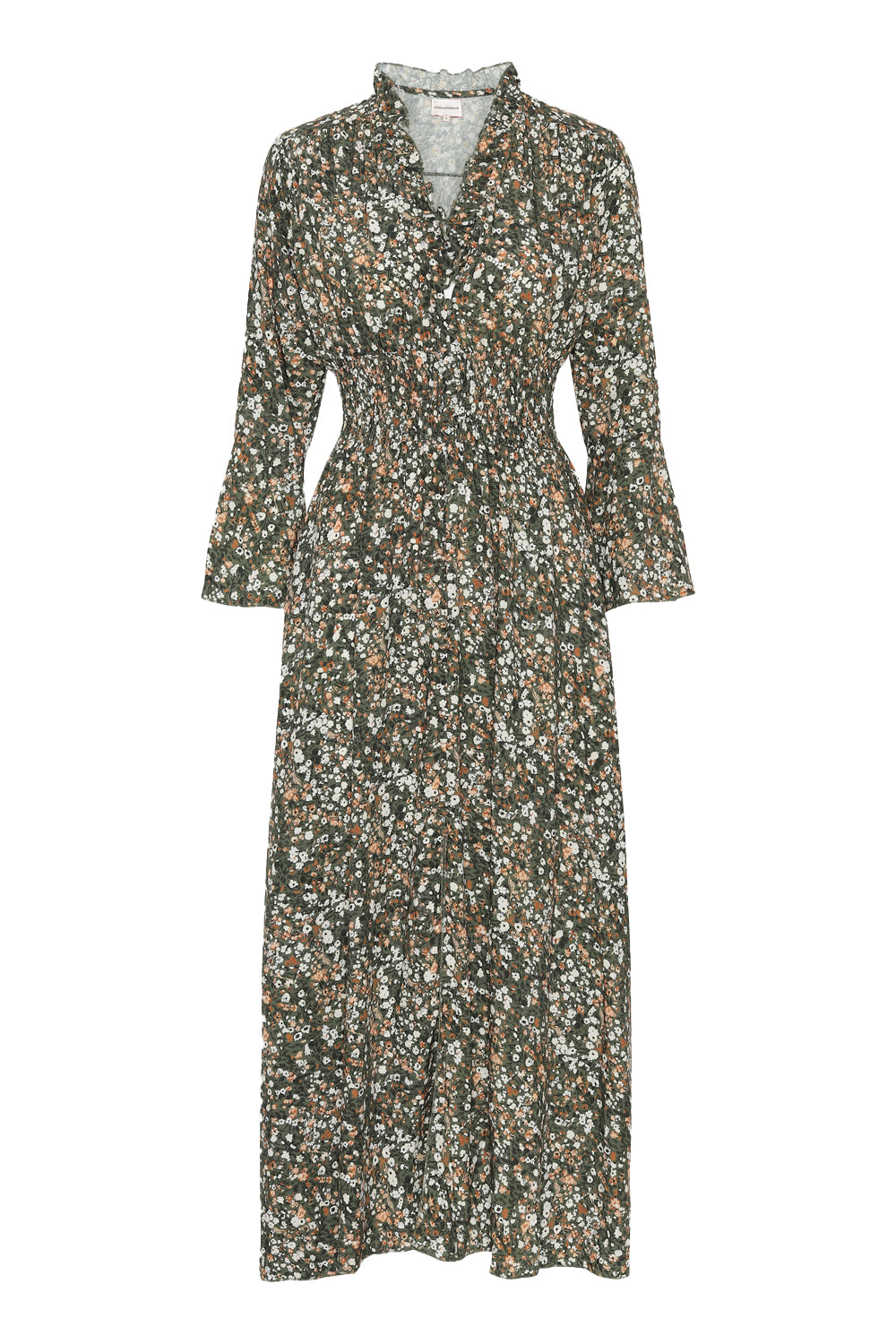 Sally Long Dress Army Green flower