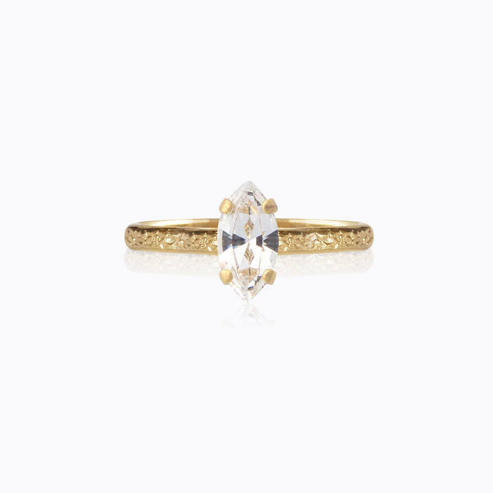 CAROLINE SVEDBOM Petite Navette ring gold, Crystal