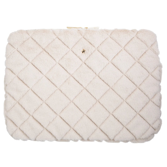 DARK Faux Fur Quilted Mac Cover, Sand