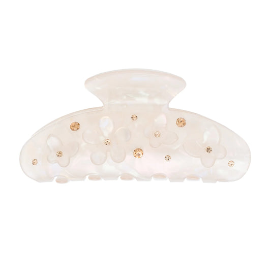 DARK Flower & Butterfly Hair Claw, Sand