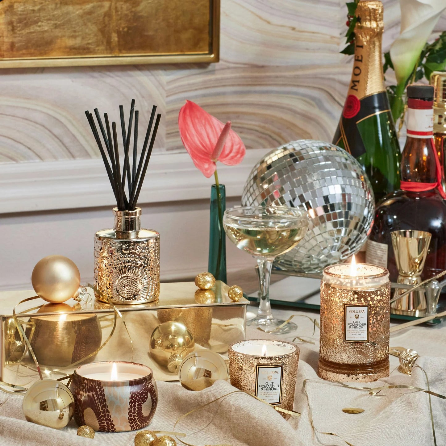 VOLUSPA Reed Diffuser 100ml, Gilt Pomander & Hinoki