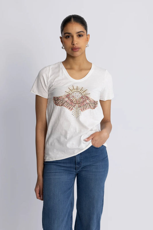 MOS MOSH Nadine O-SS Deco Tee, Powder Pink
